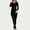 Black, variant on Two Piece Thermal Underwear Set for Women, Fleece-Lined Base Layer Cold Weather Sweatsuit