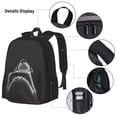 thumbnail image 3 of Easygdp Black And White Shark Mochila para Niños y Niñas con Set de Caja de Almuerzo y Estuche para Lápices 3 en 1, Mochila Escolar Estampada para Adolescentes, 3 of 7