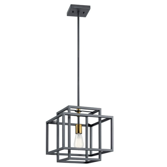 Kichler Taubert Mid-Century Modern 1 Light Black with Brass Foyer Pendant Light