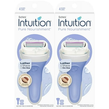 Schick Intuition Pure Nourishment Razors for Women | 1 Razor & 2 Intuition Razor Blades Refill with Organic Cocoa Butter (Pack of 2)