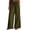 23# Army Green, variant on Boho Wide Leg Pants for Women Summer Elastic Drawstring High Waist Linen Trousers Slacks With Lace Fringe Tassel Pockets Black L