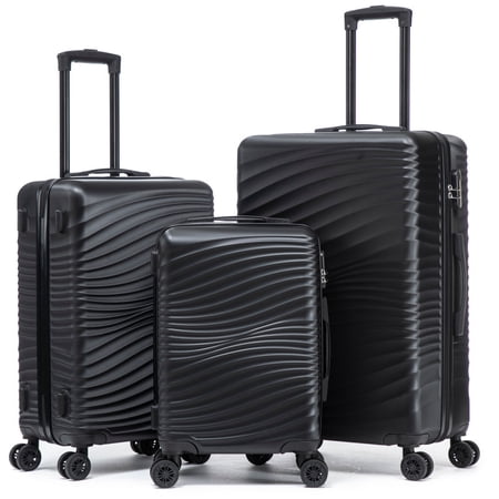 Rosamo Luggage Sets 3 Piece, HardsideTravel Suitcase with Spinner Wheels 20/24/28" , Carry on Luggage with TSA Lock(Black)