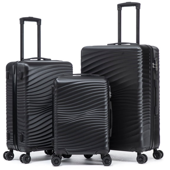 Rosamo Luggage Sets 3 Piece, HardsideTravel Suitcase with Spinner Wheels 20/24/28" , Carry on Luggage with TSA Lock(Black)