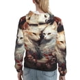 thumbnail image 7 of Sikiie Flower Cat Couple Women's Casual Hoodies Long Sleeve Lightweight Pullover Tops Loose Sweatshirt-X-Large, 7 of 7