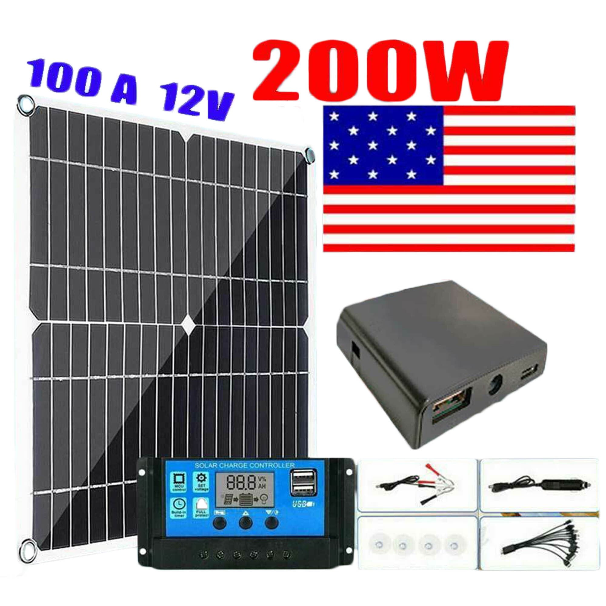 200W Solar Panel Kit 12V 10-50A Controller Caravan Boat Home RV Battery Charger 