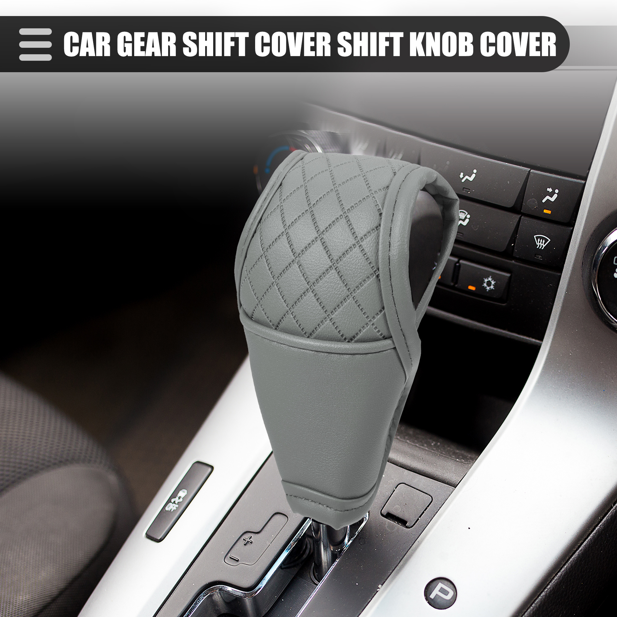Unique Bargains Universal Car Gear Shift Cover Knob Cover Automatic Faux Leather Gray