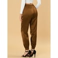 thumbnail image 4 of INSPIRE CHIC Pantalones deportivos de cintura elástica con cordón para mujer, pantalones de chándal de satén hasta el tobillo con bolsillo Café XS, 4 of 6