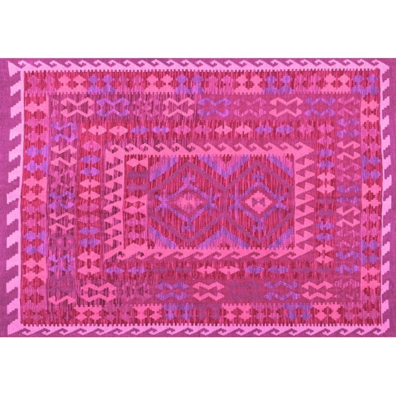 Ahgly Company Indoor Rectangle Oriental Pink Traditional Area Rugs, 2' x 4'