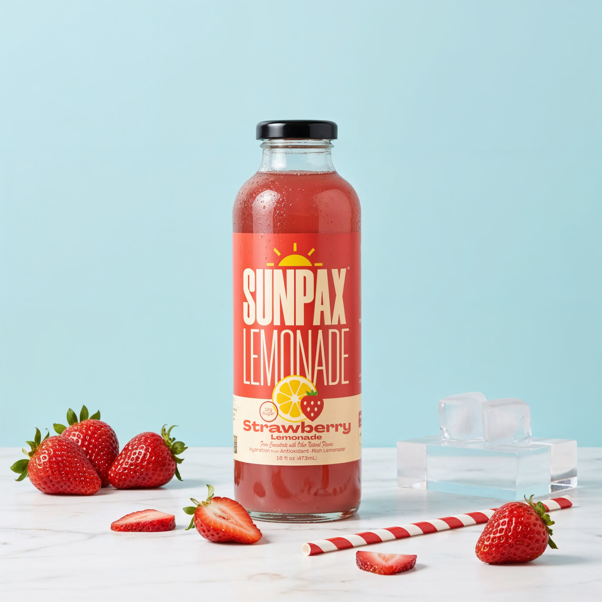 Sunpax Non GMO, All Natural Juice, Strawberry Lemonade, 16 fl oz
