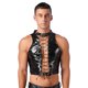 thumbnail image 4 of Top corto Rave sin mangas con cordones y ojales calados para hombre para baile en barra, chaleco de charol con aspecto húmedo, Tops, ropa gótica Punk para discoteca, 4 of 5