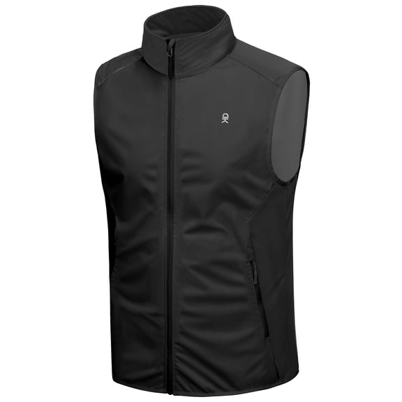 Little Donkey Andy Men's Lightweight Stretch Softshell Vest,Windproof Water-resistant Outerwear Vest for Running Cycling (Black S)