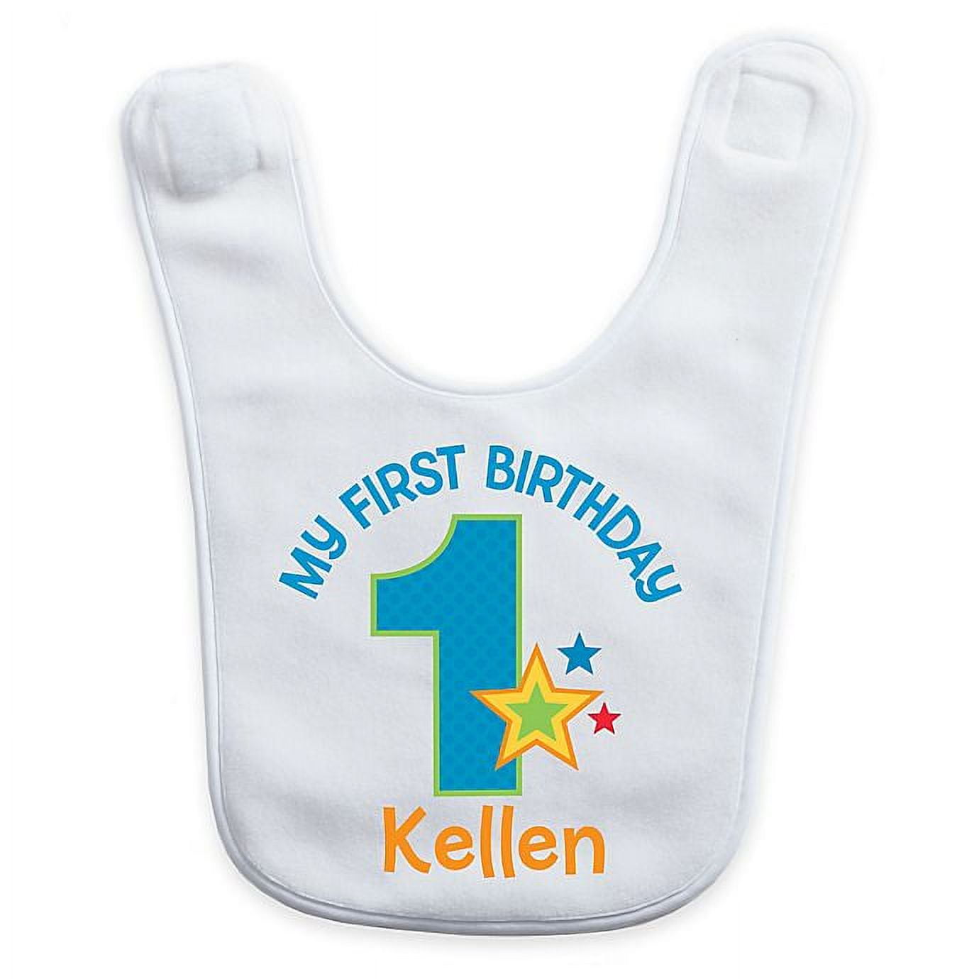 Personalized Baby Bib for Boys First Birthday White