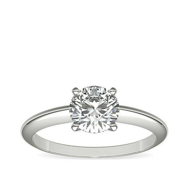 Bague de Mariage pour Femme en Or Blanc Massif 14K, Forme Ronde 1,00 Ct, Diamond Naturel, Dernier Design, Taille 7