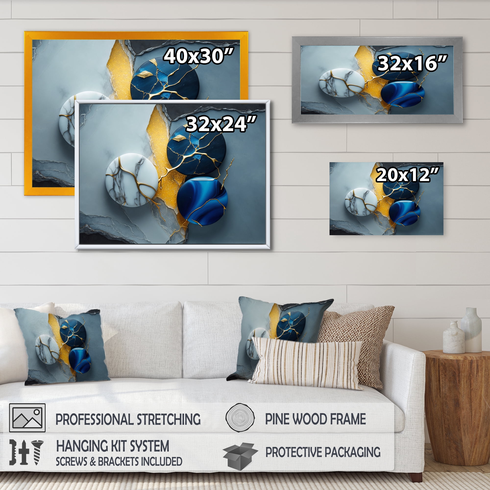 Designart Abstract Geode Blue IV Canvas Wall Art