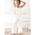 thumbnail image 3 of Conjunto de 2 piezas de lino para mujer ANRABESS, pantalón y top, blanco, talla M, 3 of 9