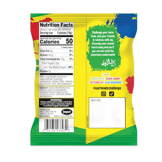 Warheads Extreme Sour Hard Candy, 1 Ounce -- 180 per case.