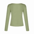 thumbnail image 4 of Trendy Long Sleeve Shirts for Women Fall Fashion V Neck Crop Slim Fitted Y2K Tops Outfits Clothes Light Green XXXL, 4 of 7