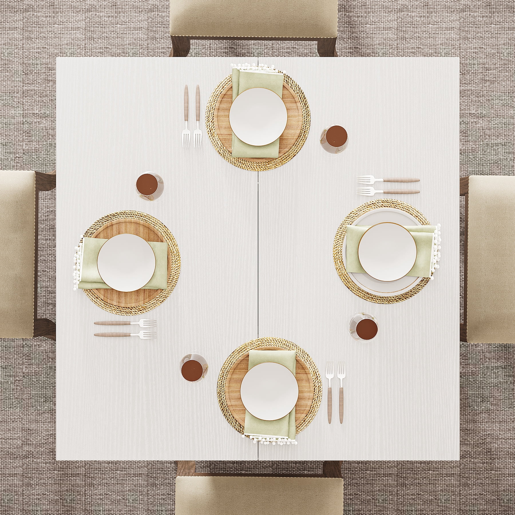 Fnova 31.5" Square Farmhouse Dining Table, Wood Coffee Table for 4 People, Modern Kitchen Table for Dining Room, White (Chairs Not Included)