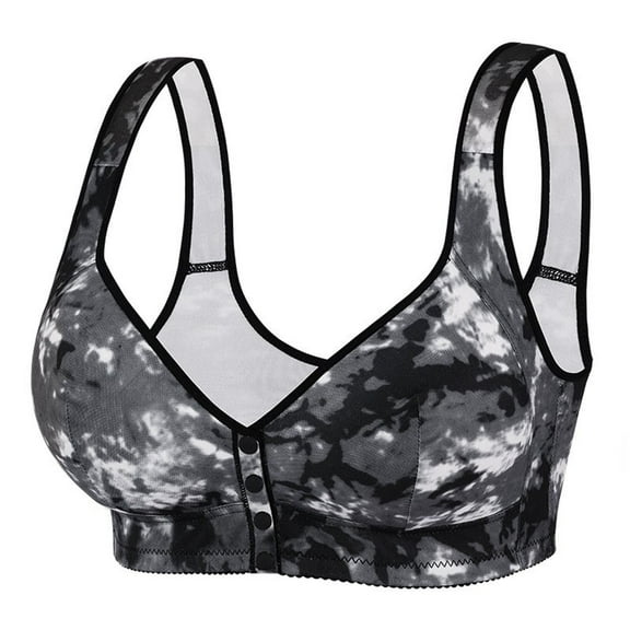Fengactive Women's Wireless Print Bra Front - Button Closure Push Up Anti Sagging Everyday Bra