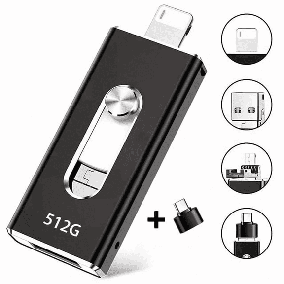 RIMZNG USB 3.0 Flash Drive for iPhone,Type-C Thumb Drive Dual Pendrive Android Phone and Computer-Black