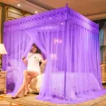 thumbnail image 5 of Romantic Lace Pleated Mosquito Net Embroidery Breathable Square Queen Double Bed Net Canopy Not Included Stainless Steel Bracket, 5 of 5