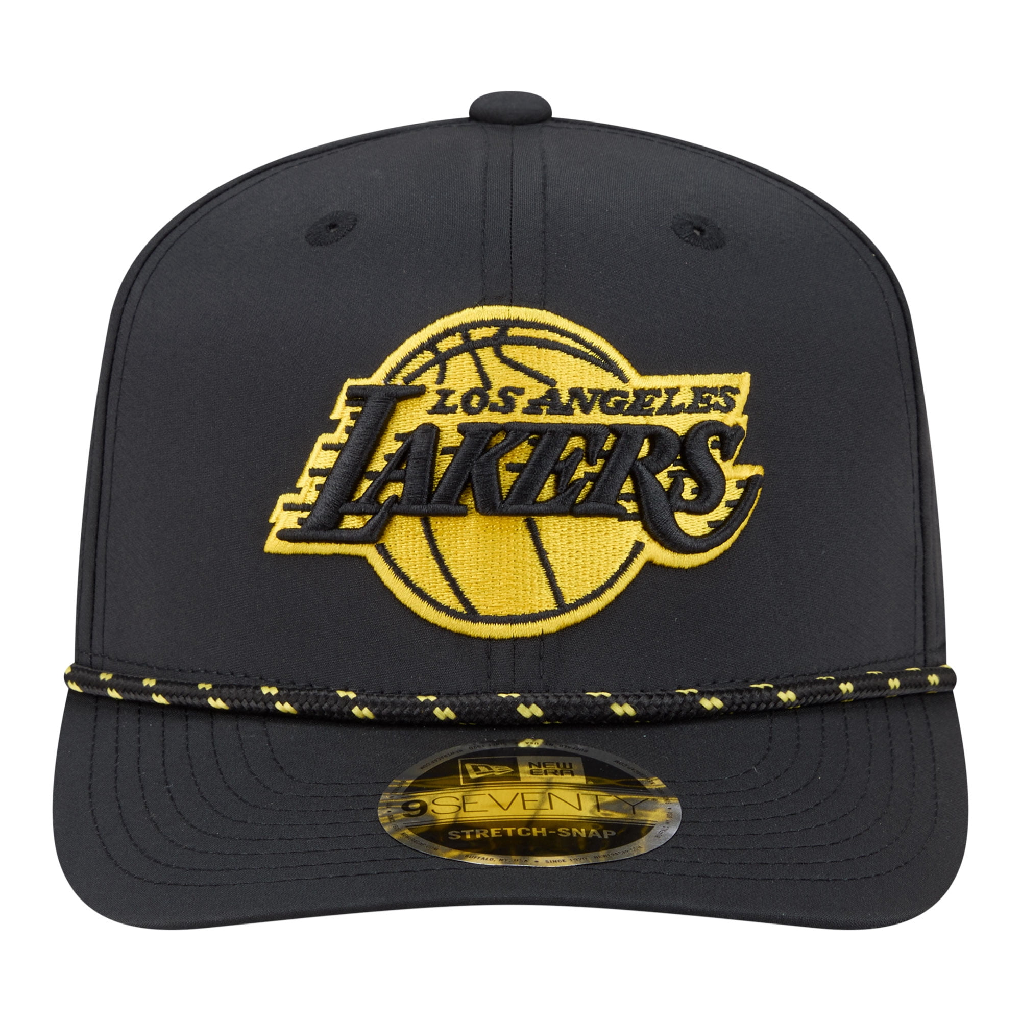 Men's New Era Black Los Angeles Lakers Sport Rope Vented Stretch-Snap 9SEVENTY Hat