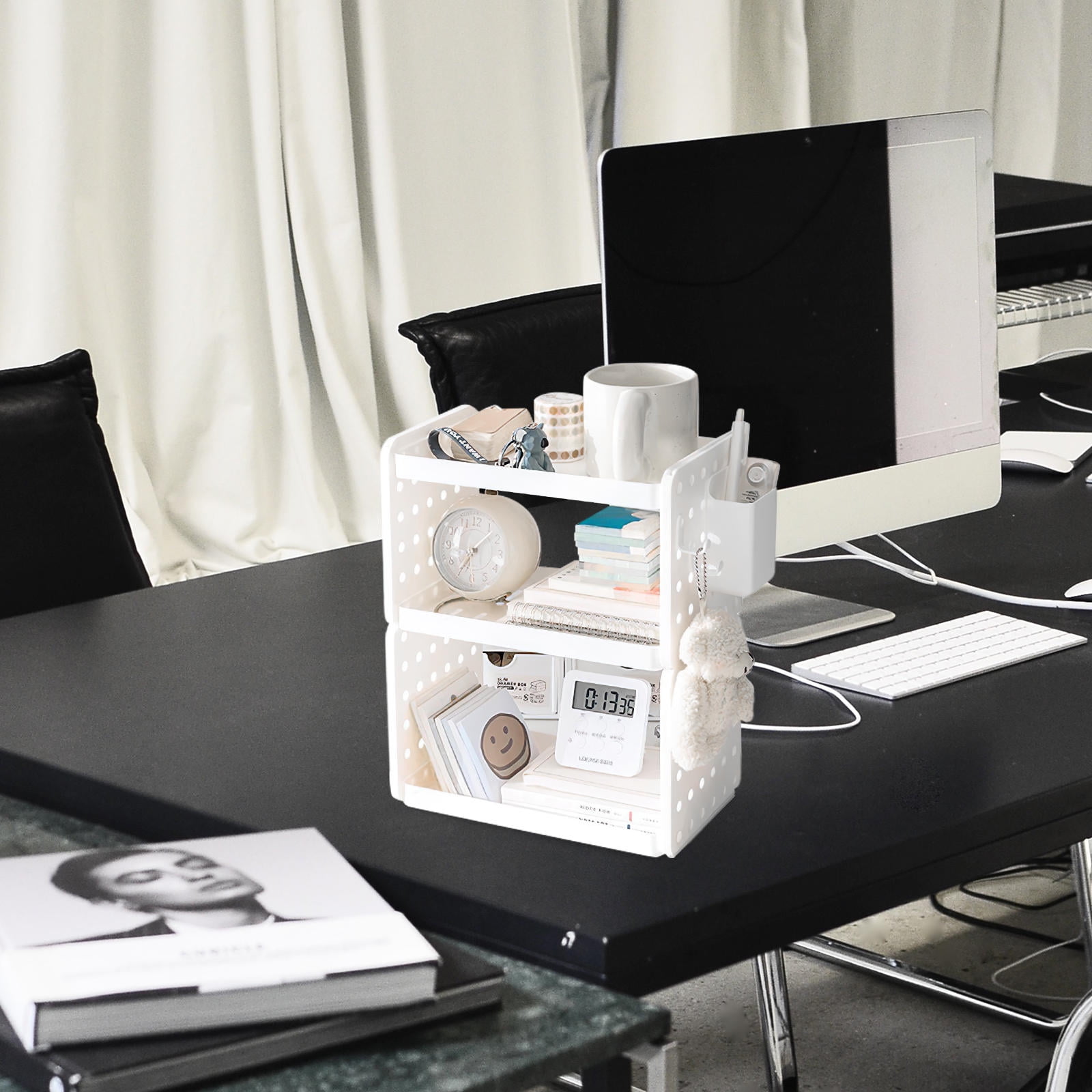 OUNONA Multi-Functional Desk Organizer with Mail Holder, Paper & Magazine Rack, Home Office Book Storage Accessory