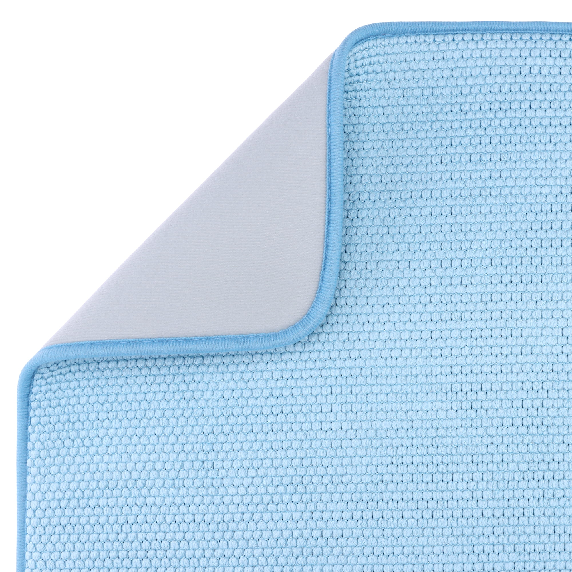 Unique Bargains Absorbent Microfiber Kitchen Drying Mat for Dishes Blue 19.7*15.0 in