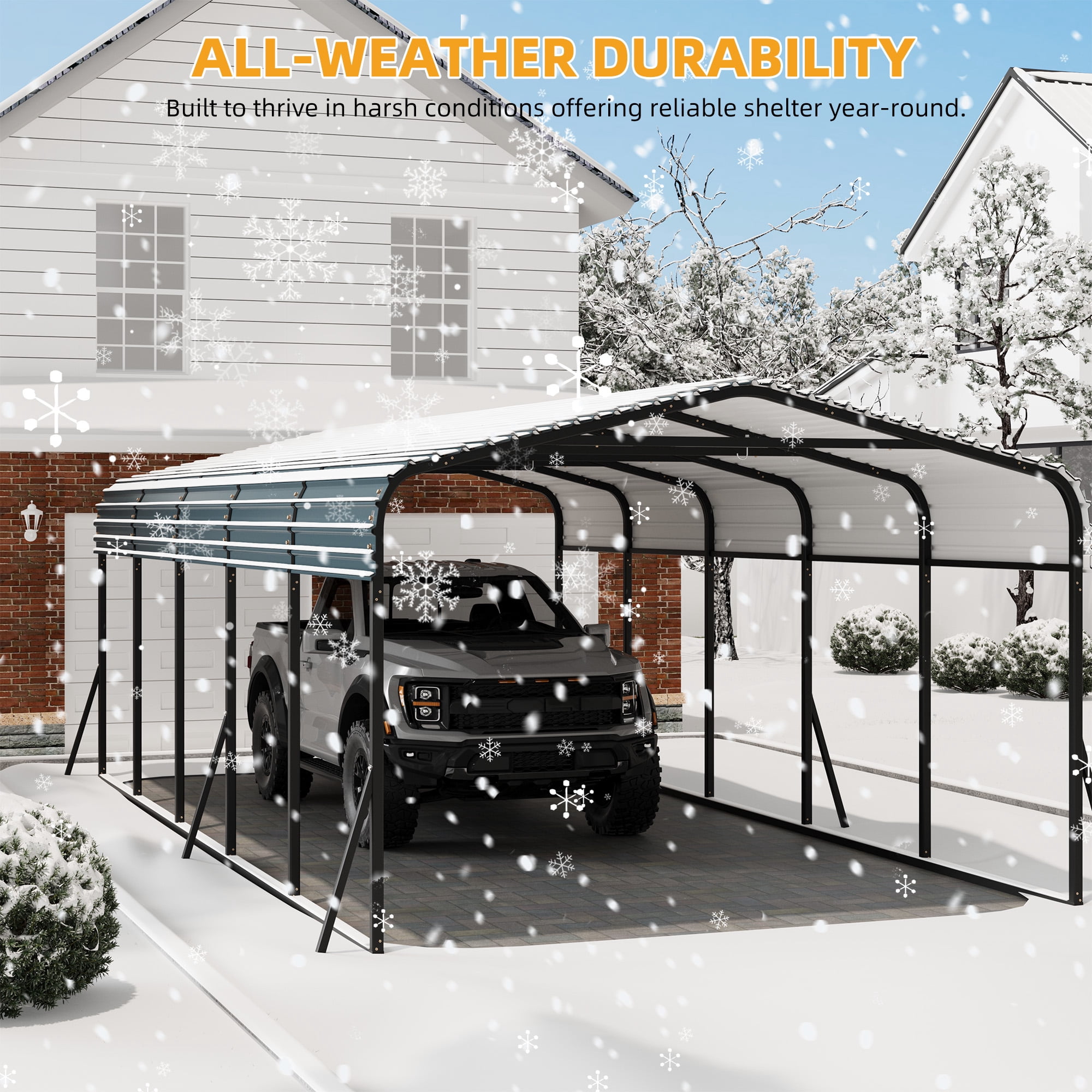 Lumiparty 12'x24'x8.5' Waterproof Metal Carport, Heavy Duty Steel Shelter for Tractors, Pickup, Boat & Car