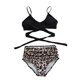 thumbnail image 2 of Traje de baño de dos piezas para mujer/adolescente, con cuello halter fruncido, bikini de cintura alta, traje de baño con espalda ajustable y teñido anudado., 2 of 8