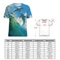 thumbnail image 2 of Ocean Dolphins Wave Art Womens Tops Women's Fashion Casual Short Sleeve Flower Print Round Neck Pullover Top Blouse, 2 of 7