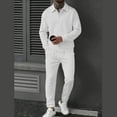 thumbnail image 6 of Yusimy Men's Solid Color 2-Piece Button-Down Athletic Set Jacquard Loose Pocket Drawstring Pants Long Sleeve Casual, 6 of 6