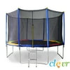 Clevr 12 Trampoline with Safety Enclosure Net & Spring Pad, Ladder, Round Bounce Jumper, Unique Rainbow pad