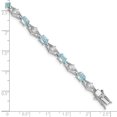 thumbnail image 2 of 925 Sterling Silver Polished Box Catch Closure Blue Topaz and Cubic Zirconia Bracelet 7 Inch-Box Clasp 8mm Wide Link-Bra, 2 of 2
