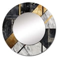 thumbnail image 2 of Designart "Marble Granite Agate with Gold Accents IX" Modern Geometric Rund Mirror For Wall Decor - Large Grey Round Printed Mirror - Glam Round Mirror 29" x 29" Inch, 2 of 5