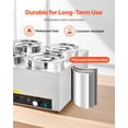 thumbnail image 4 of VEVOR Electric Soup Warmer, Four 6.34QT Stainless Steel Round Pot with 86~185°F Adjustable Temp, 1500W Commercial Bain Marie with Anti-dry Burn and Reset Button, Soup Station for Restaurant, Buffet, 4 of 9