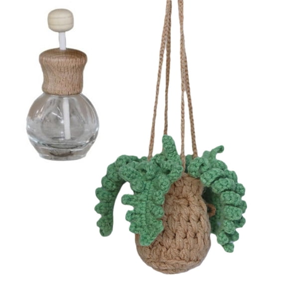 Artisanal Crochet Plant Car Hanging Charm Reusable Scent Diffuser Elegant Auto Glass Accessory Decorative for Women