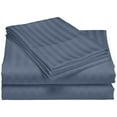 thumbnail image 4 of London Collection 600 Thread Count Wrinkle Resistant Woven Stripe 100% Egyptian Cotton 3 Piece Sheet Set (Twin XL, Navy Blue), 4 of 5