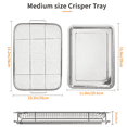 thumbnail image 3 of GCQ Steel Mesh Grill Rack for Convection Oven, 15.5 x 11.6 Inch Non-Stick, 2-Piece Air Fryer Basket & Baking Tray Set, Dishwasher Safe, Oven Replacement Accessories, 3 of 7