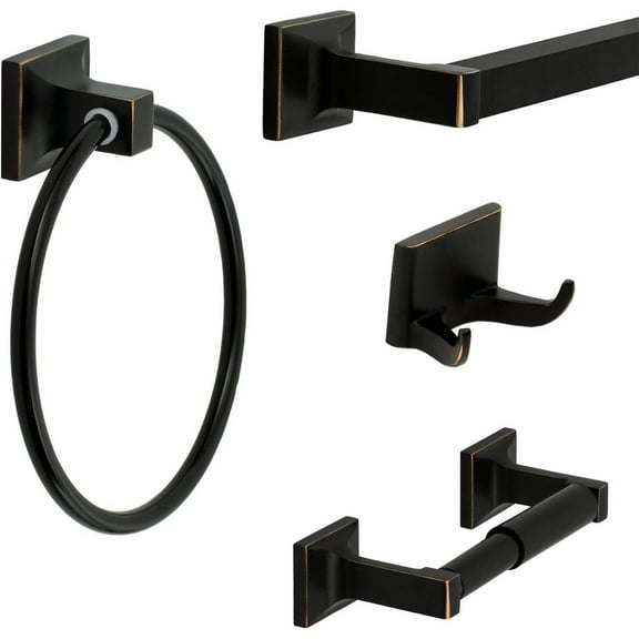 HTYSUPPLY Redwood Series 4 Piece Bath Hardware Bathroom Accessory Set, Oil Rubbed Bronze