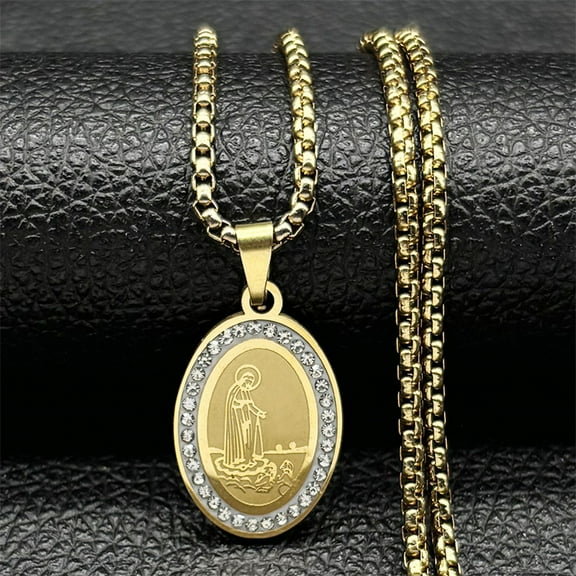 14K Yellow Gold Christian Jesus Christ Pendant Necklace for Women Men's Gold Silver Color Religious Chain Necklace jewelry