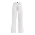 thumbnail image 7 of MYShe Womens Jeans Women's Casual High Waisted Jeans Stretch Wide Leg Loose Denim Pants with Pockets White XL, 7 of 7