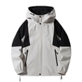 thumbnail image 4 of Maoxin Men's Jacket Men's Casual Loose Fitting Long Sleeved Zippered Hooded Jacket Jackets for Men , Khaki , 2XL, 4 of 5
