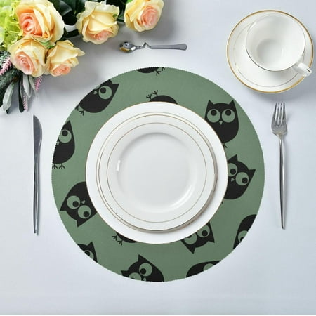 

Hidove Cute Owls Round Placemats 4pcs Non Slip Heat Resistant Washable Table Mats for Kitchen Dining Table Decoration 15.4