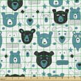 thumbnail image 2 of Ambesonne Winter Fabric by the Yard Upholstery, Bear Portraits Wilderness, 2 Yards, Teal Charcoal Grey White, 2 of 5