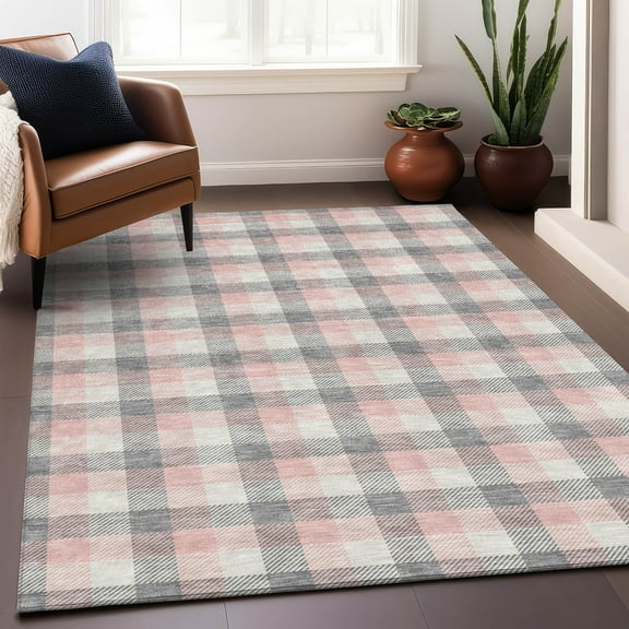 Addison Rugs Chantille Indoor/Outdoor Transitional Plaid Granite Washable Rectangle Rug, 2'6" x 3'10"