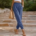 thumbnail image 4 of Pantalones Bombachos Pantalones con cordón para mujer Pantalones casuales con cordones para mujer Traje de vacaciones (Azul M) Ygjytge para Mujer Azul T S, 4 of 7