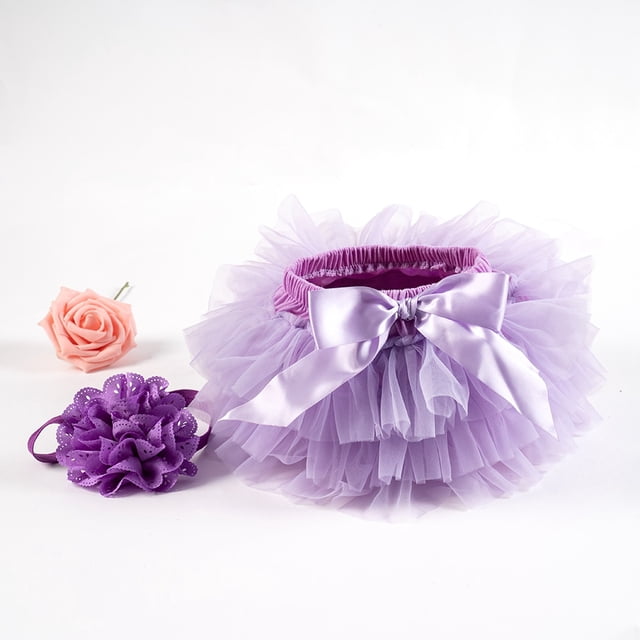 Baby Girls Tulle Tutu Bloomers Infant Newborn Pañales Cover 2pcs Faldas cortas + Diadema Set Niñas Faldas Rainbow Baby Skirt Tan Jianjun unisex