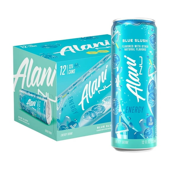 Alani Nu Sugar Free Energy Drink, Blue Slush, 12 fl oz, 12 Pack, Cans, 200mg Caffeine