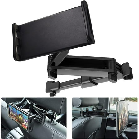 USTOP Car Headrest Mount, Universal Back Seat Tablet Holder for 7-12.9 Inch Devices, Adjustable Anti-Slip Silicone Straps, Hands-Free Viewing for Passengers on Road Trips